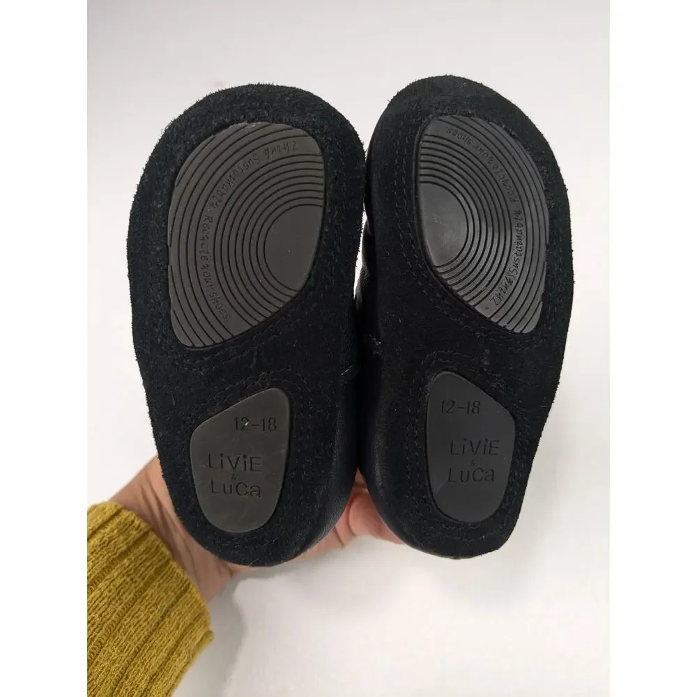 Livie & Luca Navy Blue Leather Baby 12-18 Months First Walkers